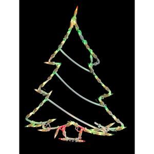 VTG Christmas Silhouettes Light Up Tree Indoor Outdoor Decoration USA! ***READ